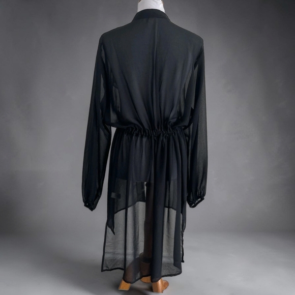 Cato Black Sheer Kimono with Red and White Embroidery NWT Size XL - Picture 3 of 5